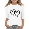 thumbnail image 2 of Curuila Children Girls Tops Casual Heart Print Crew Neck Loose 3/4 Sleeves T Shirt White Size 12-13 Years, 2 of 3