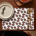 thumbnail image 4 of Brown Footballs Repeat Pattern Summer Placemats Table Placemats Set Of 6-Linen Kitchen Washable Placemats Table Mats 11.8"x17.7"Non-Slip Heat Resistant, 4 of 5