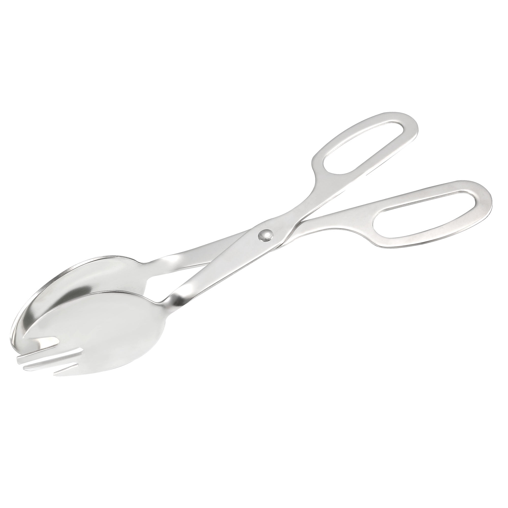 Uxcell Kitchen Cooking Metal Salad Server Polishing Clamp Tong Silver Tone 26cm Length 1pcs