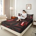 thumbnail image 4 of Castle Fairy Boys Girls Abstract Plaid Gamepads Full Size Sheets 4-Piece,Video Game Breathable Bed Sheets,Futuristic Cubes Lightweight Sheet Sets,Ultra Soft Home Decor, 4 of 7