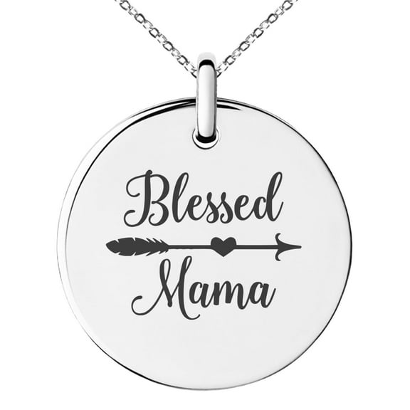 Tioneer Stainless Steel Blessed Mama Small Medallion Circle Charm Pendant Necklace