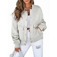 thumbnail image 3 of Womens Jacket Fall Winter Long Sleeve Stand Collar Shacket with Side Pocket Coat Light Gray XXL, 3 of 8