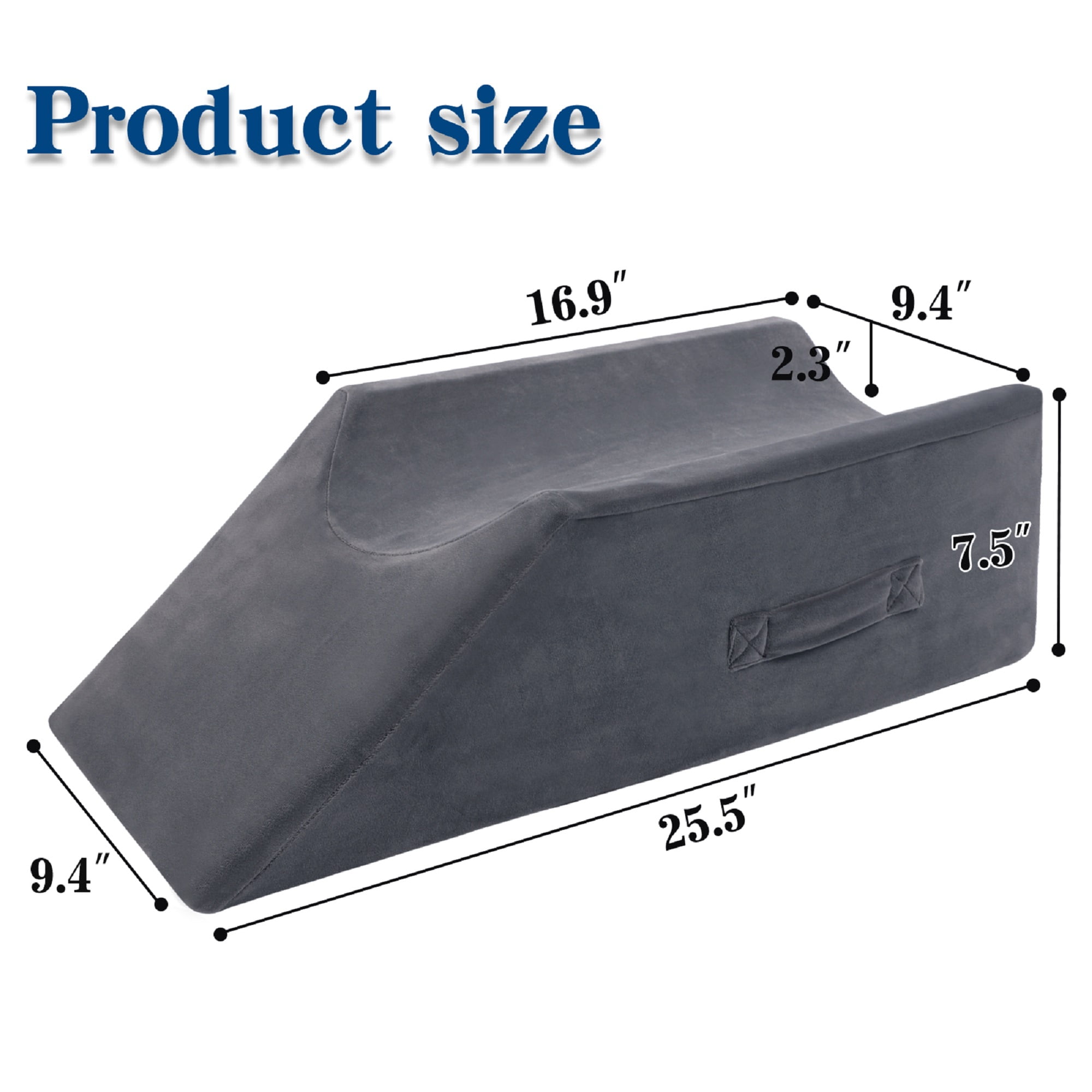 Shinnwa Leg Elevation Pillow Velvet Leg Knee Ankle Support Foam Wedge Pillow for Surgery Injury or Rest Grey