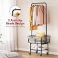 thumbnail image 5 of Laundry Cart with Hanging Rack, Metal Laundry Basket with Wheels, Laundry Hamper with Storage Basket and Shelf, Rolling Laundry Cart with Wheels, Black, 5 of 8