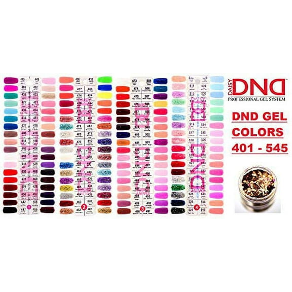 Daisy DND Collection Nail Color Swatches 1-4, Gel Polish Colors Colour Swatch Palette Display Tools 401-545 Color Chart Sheet Sample (Chart 1-4)