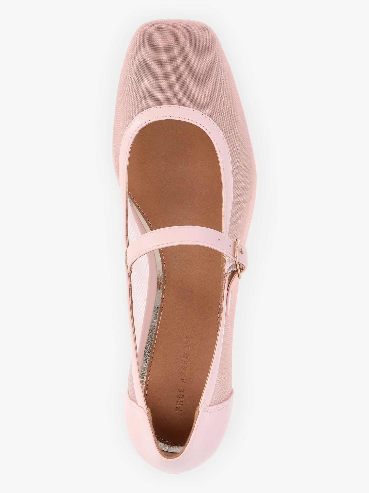 Free Assembly Women's Mesh Block Heel Mary Jane Shoes