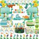 thumbnail image 2 of Decoraciones de fiesta de cumpleaños de dinosaurio de dibujos animados, globos de látex, bolsa de regalo para Baby Shower, taza, plato, paja, recuerdos para niños, suministros para fiestas, 2 of 5