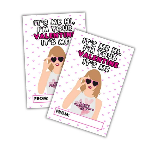 Lashicorn Girls Valentines Day Class Cards  Hi Its Me Im Your Valentine Its Me  30 pack 4x6 inches for Kids School Pop Country Singer Eras Inspired Galentines Day Card Tays Version