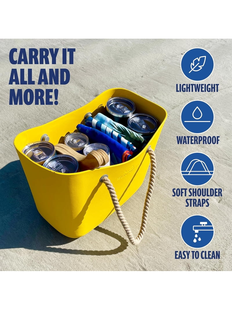 Large Waterproof Rubber Beach Tote Bag - EVA Silicone Tote For Pool, Travel & Swimming