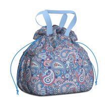 Paisley Pattern Drawstring Lunch Bag Women - Drawstring Lunch Bag Insulated for Work Office - Stain-Resistant Large Lunchbags for Women with Multi-Pockets