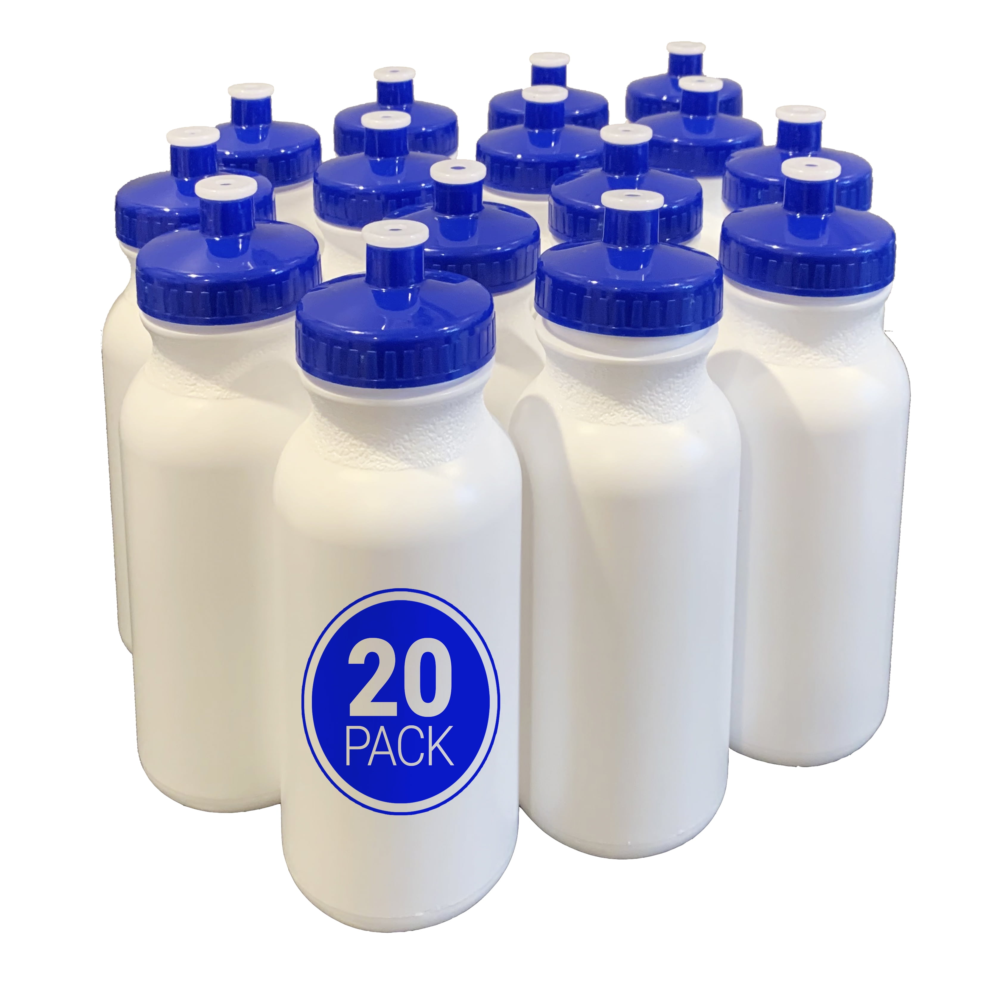 Water Bottle with Push Cap 20 oz. Set of 6, Bulk Pack - Reusable, Leak  Proof, Perfect for Gym, Hiking, Camping, Outdoor Sports - Navy Blue 