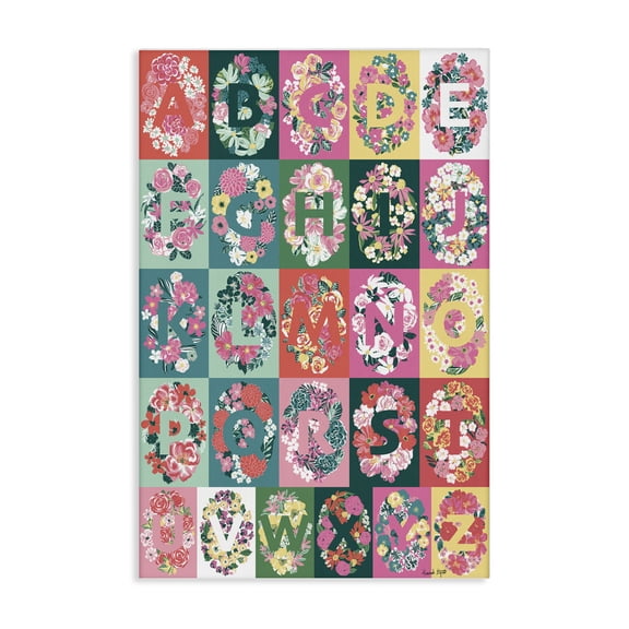 Stupell Industries Cottagecore Blooms Alphabet Plants & Flowers Painting Wrapped Canvas Art Print Wall Art, 16 x 24