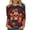 #113-Multicolor, variant on Craaazy Halloween Printed Shirt For Women Round Neck 3/4 Sleeve T-Shirt Loose Halloween Featival Tops Gifts For Women