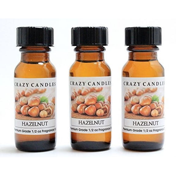 Hazelnut 3 Bottles 1/2 FL Oz Each 15ml Premium Grade Scented Fragrance Oil by Crazy Candles