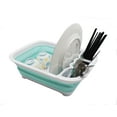thumbnail image 6 of SAMMART Collapsible Dish Drainer - Foldable Drying Rack Set - Portable Dinnerware Organizer - Space Saving (1, White/Lake Green, 6 of 6