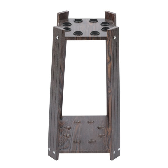 Dwellnix 8 Slot Square Pool Cue Rack, Wood Grain Billiard Organizer, Wall Mount Cue Holder, Space-Saving Storage for Game Rooms