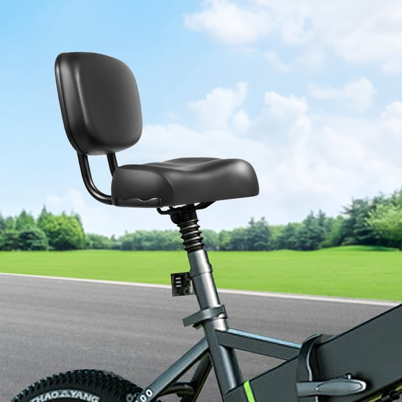 Bike Seat with Backrest, Extra Wide Bicycle Tricycle Saddle Seat with Backrest Adjustable Height Leather Saddle Pad for eBike, Tricycle, and Big Bikes