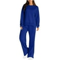 thumbnail image 2 of Yeaiivve Womens Tracksuit 2 Piece Solid Sweatsuit Sets Long Sleeve Crewneck Sweatshirt and Sweatpants Jogging Matching Set Casual Sports Outfits Blue XL, 2 of 8