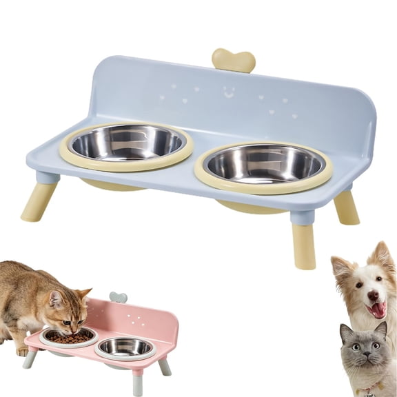 Elevated Pet Bowls, Detachable Stainless Steel Double Bowl Set with Non-Slip Leak-Proof Stand for Dogs and Cats Food Water Feeding Station