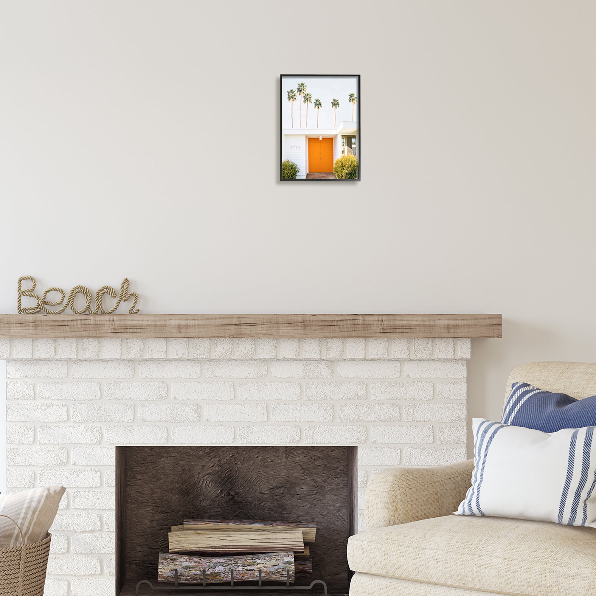 Stupell Industries Palm Springs Orange Door Botanical & Floral Photography Black Framed Art Print Wall Art, 11 x 14