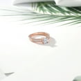 thumbnail image 4 of Gem Stone King 18K Rose Gold Plated Silver White Moissanite and White Created Sapphire Engagement Ring for Women (0.95 Cttw, Gemstone, Princess 5MM, Size 6), 4 of 5