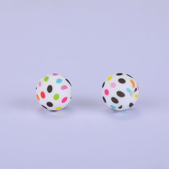 20pcs Printed Round Silicone Focal Beads Colorful 15x15mm Hole: 2mm Multi-color