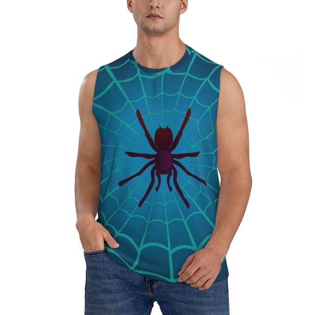 Balery Spider And Cobweb Camisetas sin mangas para hombre, absorbe la humedad y protege contra el mal olor.-Large