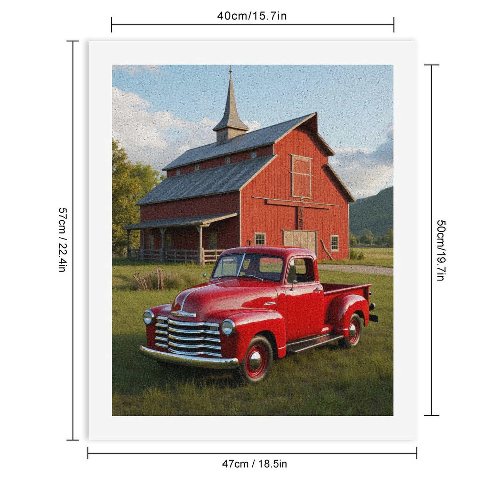 Paint by Numbers Kit for Adults, Red Truck Rustic Barn Landscape Paint by Numbers, Easy Paint by Numbers Kit for Adults Beginner, DIY Adult Paint by Number Kits on Canvas, Home Decor
