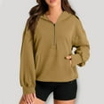 thumbnail image 2 of Timegard Half Zip Pullover Women Long Sleeve Sweatshirts Hoodies Fall Casual Loose Tops with Pockets, 2 of 6
