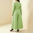 thumbnail image 6 of Atkumj Blazer Sets Women 2 Piece Outfits Stylish Lapel Button Jackets and Wide Leg Pants Suit Set Casual Solid Color Women Suits 2 Piece Set Business S, 6 of 7