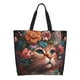 thumbnail image 1 of Disketp Flower Crown Cat Bolsa Tote Estampada para Mujer, Bolso de Hombro y de Mano para Compras y Viajes, 1 of 8