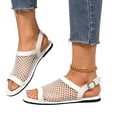 thumbnail image 2 of Domuza Women’s Comfortable Mesh Open Toe Sandals, Adjustable Buckle Ankle Strap Flat Shoes with Soft Insole for Summer and Outdoor Use White 10（EU-43）, 2 of 9