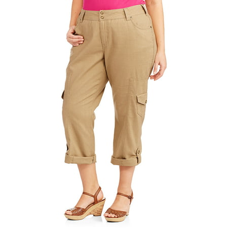 Faded Glory Women's Plus-Size Relaxed Cargo Capri Pants - Walmart.com