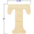 thumbnail image 2 of Pack of 1, 8 Inch x 1/4 Inch T Wood Letters in The Goudy Font for Wood Craft Project, Children or Adult Art Work, Home and Holiday Décor and DIY Fun, Made in USA, 2 of 2
