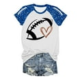 thumbnail image 4 of Womens Sequin Football Shirts 2025 Game Day Funny Graphic Short Sleeved Tops Summer Trendy Casual Pullover Tee Blouses, 4 of 5