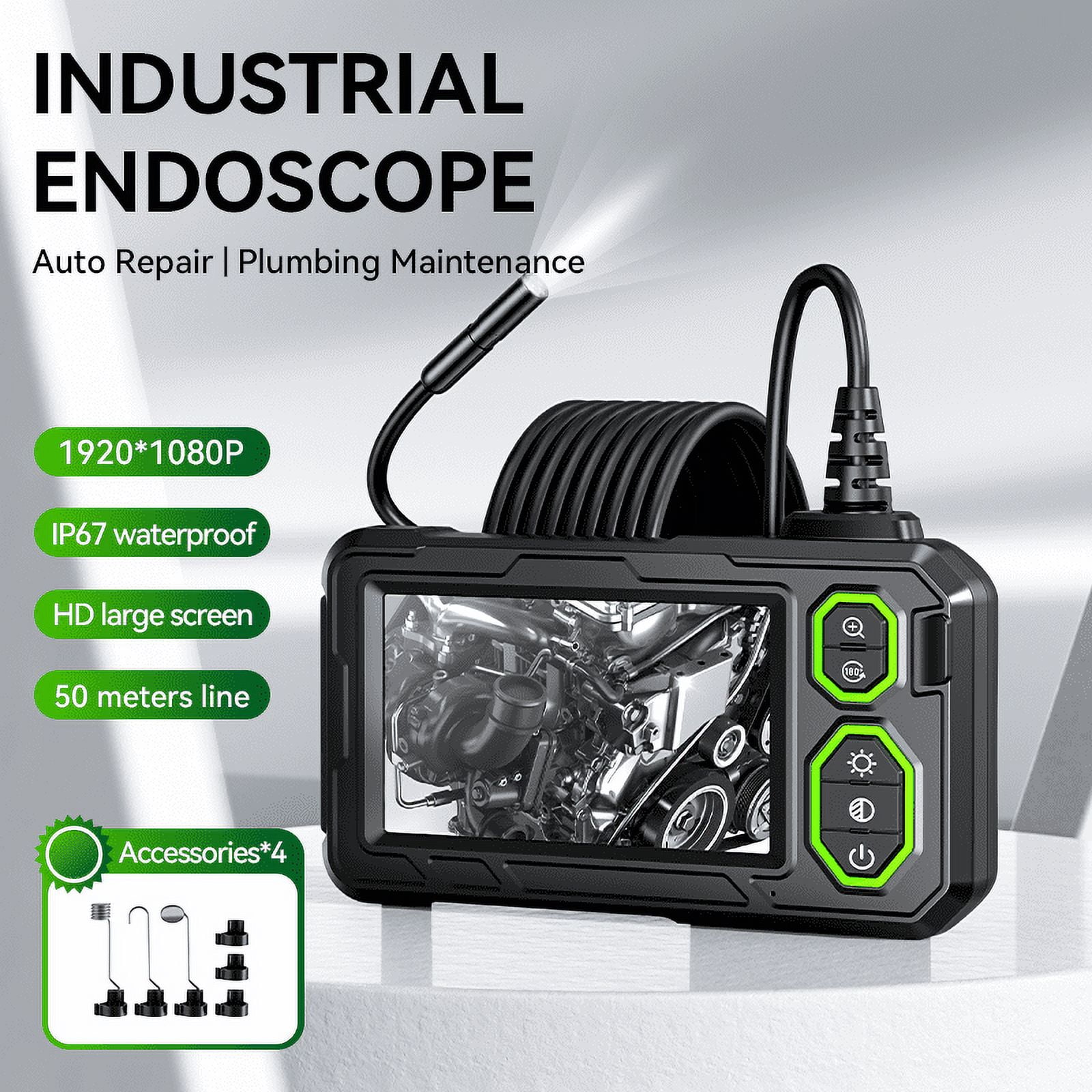 AOPICK 4.3" LCD Screen IP67 Waterproof Borescope, 1080P HD Inspection Camera,Endoscope Camera with Light,16.5ft Endoscope Camera Semi-Rigid Cable,Snake Camera,Gadgets for Man.