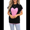 thumbnail image 3 of Suéter Corto de Corta para Mujer, Cuello Alto, Corazón, Suelto, de Punto, para San Valentín. Negro S, 3 of 10