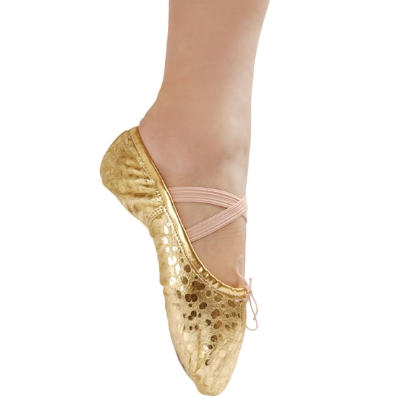 Otqutp Teen Girls Split Sole Ballet Shoes Soft Sole Yoga Party Slippers for Kids Sequin Practice Dance Shoes for Performance