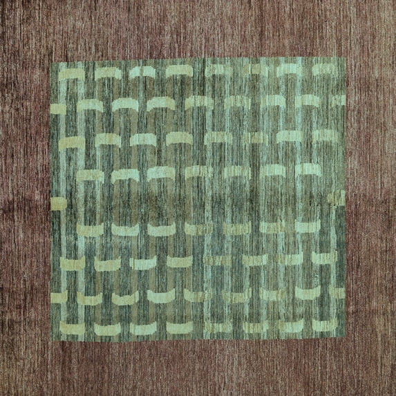 Ahgly Company Indoor Square Abstract Light Blue Modern Area Rugs, 7' Square