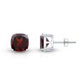 thumbnail image 3 of Rosec Jewels Natural Garnet Stud Earrings for Women (6.4 Ct) - Cushion Cut Earrings with Screw Back - Jewelry Box included, 18K White Gold, 3 of 6