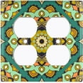 thumbnail image 3 of Metal Light Switch Plate Cover Green Orange Mandala Flower Tile Pattern MDL117, 3 of 13