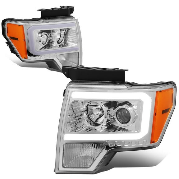 DNA Motoring For 09-14 Ford F150 LED DRL Chrome Amber Projector Headlight Lamps Pair