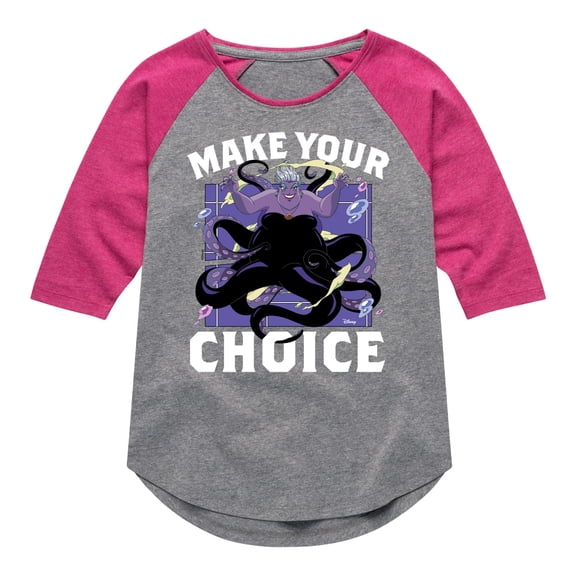 Disney Princess - Ursela Make Your Choice - Toddler & Youth Girls Raglan Graphic T-Shirt