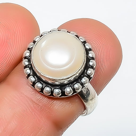 Fresh Water Pearl 925 Sterling Silver Handmade Ring s.7.5 TR7508-340, Gemstone Silver Jewelry, New Year Sale, Valentin's Day Gift