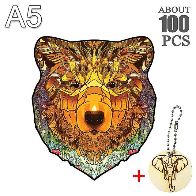Rompecabezas de animales 3D DIY Rompecabezas de madera Niños Oso Búho Elefante Forma de animal Rompecabezas para adultos Ki LingWen 8390611481520