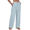 thumbnail image 3 of Fantaslook Wide Leg Pants for Women High Waisted Drawstring Pleated Trousers Pants Summer Casual Work Pants with Pockets, 3 of 8
