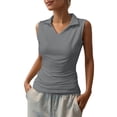 thumbnail image 2 of Workout Tank Tops Woman Lightweight Breathable Stretchy V Neck Collared Sleeveless Shirt Tennis Golf Tanks, 2 of 4