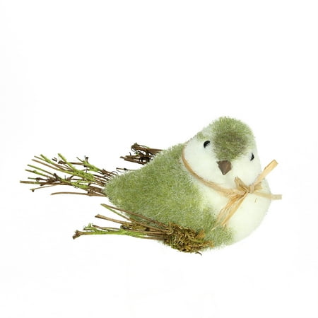 8.25" Green, Brown and White Decorative Spring Bird Figure