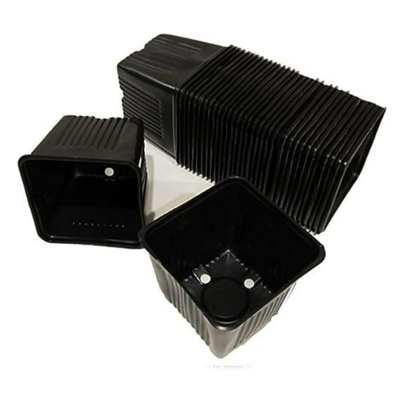 Nursery Pots 3.5 Inch - 50 Pack, Square Plastic Plant Pots for Seedlings, Durable UV Resistant Pots for Greenhouse & Garden, Black