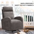 thumbnail image 6 of Lunale Velvet Swivel Nursery Glider Rocking Chair, High Back Upholstered Swivel Rocker, Gray, 6 of 7